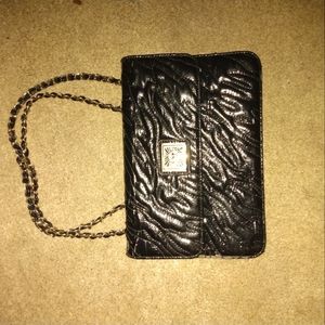 Anne Klein magnetic snap clutch with straps